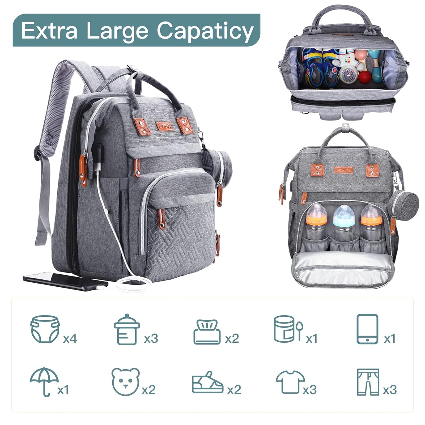 Ultimate Diaper Bag Backpack with Changing Station - Stylish, Expandable, and Lightweight for On-the-Go Parents