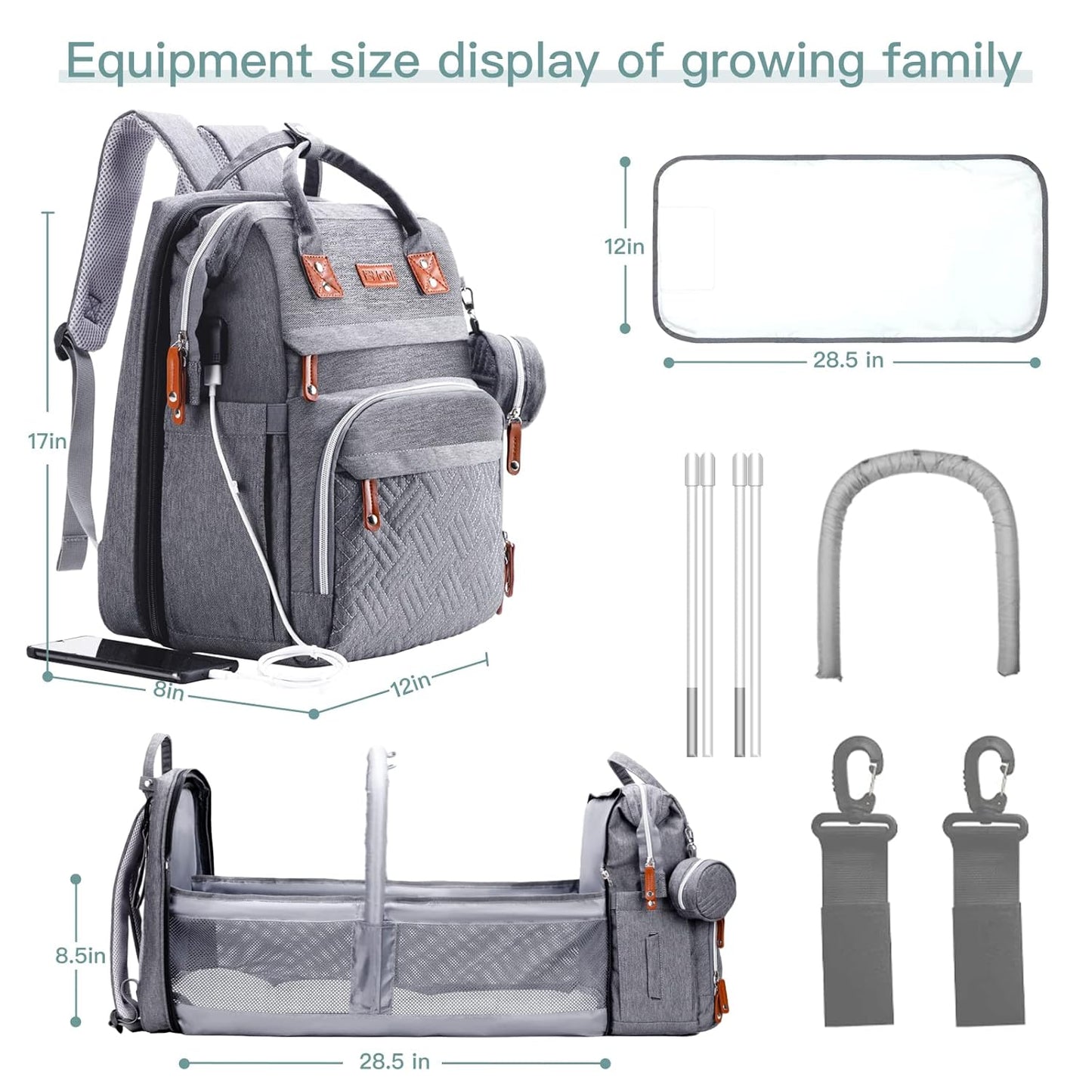 Ultimate Diaper Bag Backpack with Changing Station - Stylish, Expandable, and Lightweight for On-the-Go Parents