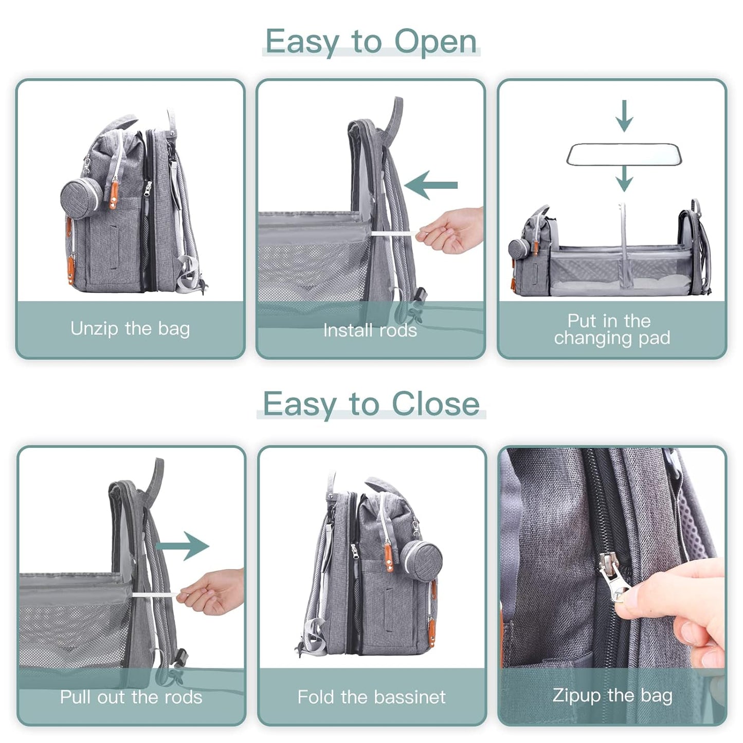 Ultimate Diaper Bag Backpack with Changing Station - Stylish, Expandable, and Lightweight for On-the-Go Parents