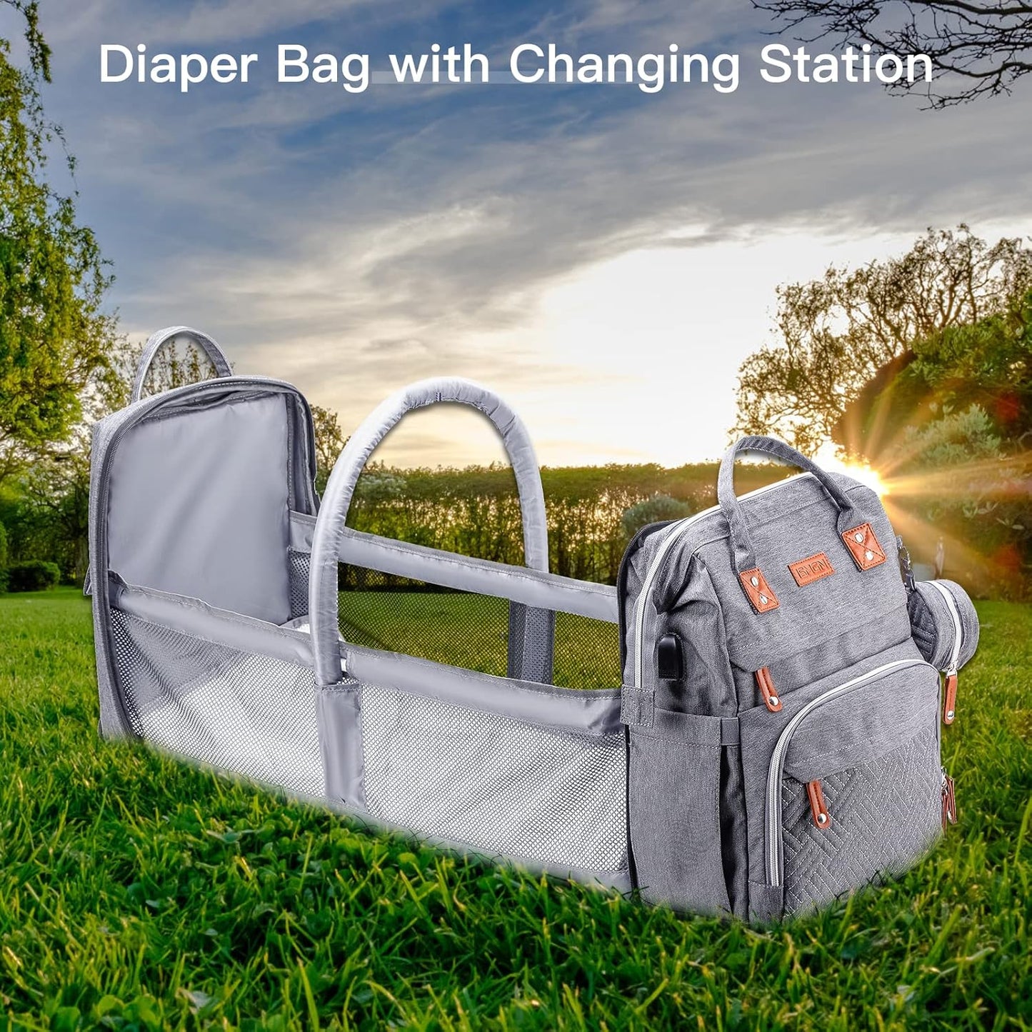 Ultimate Diaper Bag Backpack with Changing Station - Stylish, Expandable, and Lightweight for On-the-Go Parents